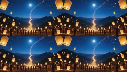 放飞孔明灯手工艺品许愿灯祈福4K高清在线视频素材下载