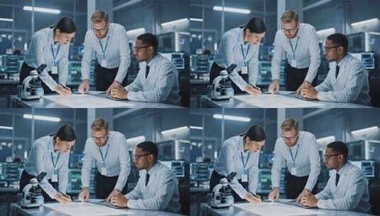 实验室科研人员探讨实验方案高清在线视频素材下载