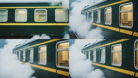绿皮火车车厢外观特写高清在线视频素材下载