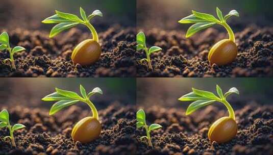 种子发芽长出嫩叶代表生命起源与希望高清在线视频素材下载