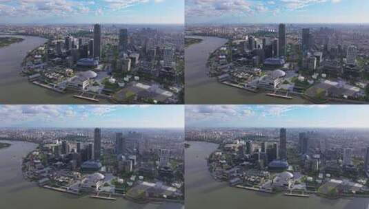 上海徐汇滨江西岸艺术中心CBD航拍高清在线视频素材下载