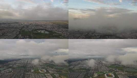 6K-清晨的丽江，丽江平流云，丽江城市航拍高清在线视频素材下载