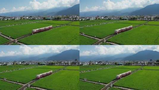 大理稻田小火车风景高清在线视频素材下载