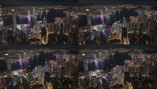 香港维多利亚港夜景航拍高清在线视频素材下载