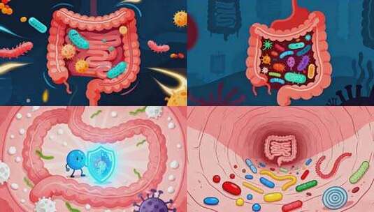 肠道菌群的动画演示 益生菌守护肠道动画高清在线视频素材下载