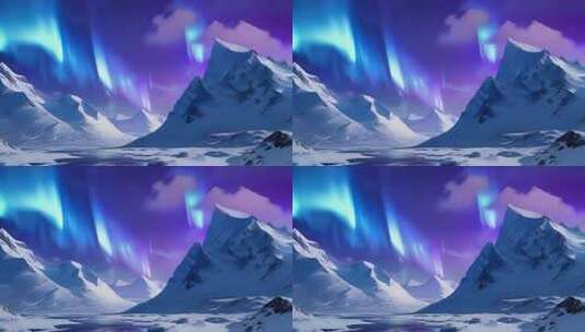 雪山极光夜景素材高清在线视频素材下载