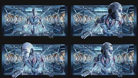 AI科幻赛博朋克机器人高清在线视频素材下载