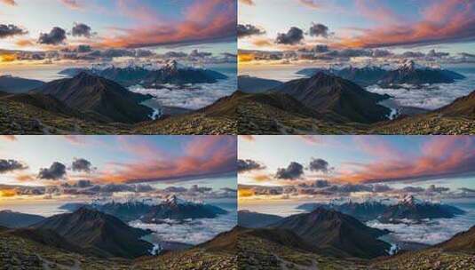 雪山云海日出壮丽风光高清在线视频素材下载