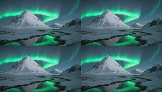 雪山极光自然风光高清在线视频素材下载