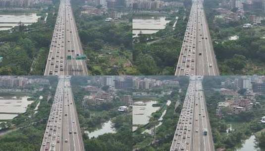 虎门大桥假期返程车流高峰高清在线视频素材下载