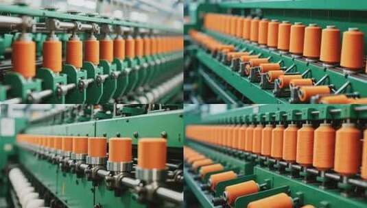 工厂内纺织机器与纱线高清在线视频素材下载