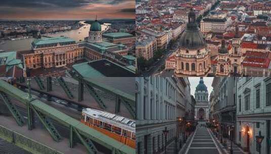 匈牙利 布达佩斯航拍地标建筑高清在线视频素材下载