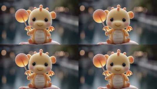 可爱小龙手持糖果的甜蜜瞬间高清在线视频素材下载