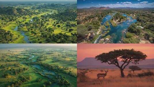 非洲大草原野生动物风光高清在线视频素材下载