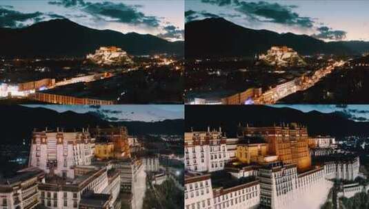 西藏拉萨的布达拉宫航拍高清在线视频素材下载