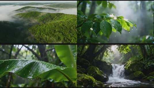 森林雨后原始森林万物复苏春天生长自然风景高清在线视频素材下载