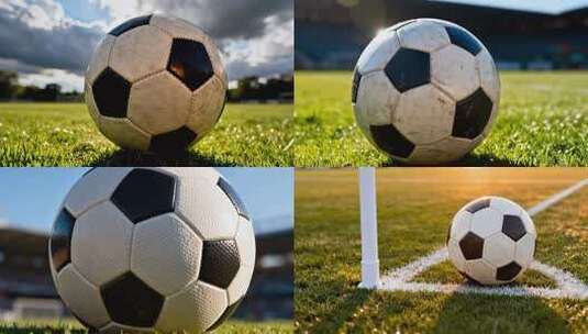 足球特写集锦 绿茵场上的足球高清在线视频素材下载