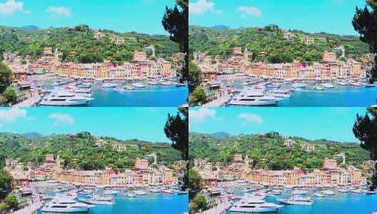 彩色小镇港口全景高清在线视频素材下载