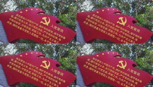 入党宣誓党建红色旗帜高清在线视频素材下载