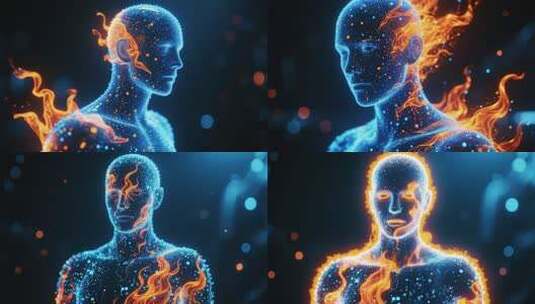 粒子特效人物半身像高清在线视频素材下载