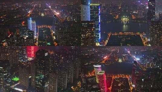 中国合肥城市夜景风光航拍合集高清在线视频素材下载