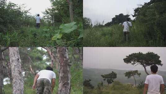 一个男人爬山守林员攀登高清在线视频素材下载