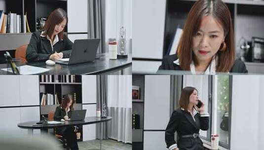 职场女性白领奋斗加班创业努力工作高清在线视频素材下载