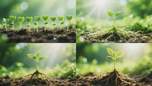 心形叶片幼苗生长特写高清在线视频素材下载