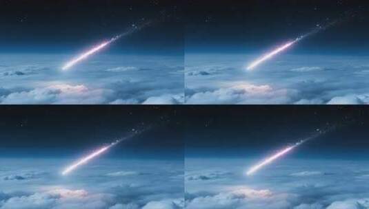 云端流星划过夜空景象高清在线视频素材下载