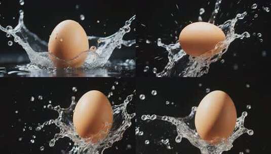 鸡蛋入水溅起水花特写高清在线视频素材下载