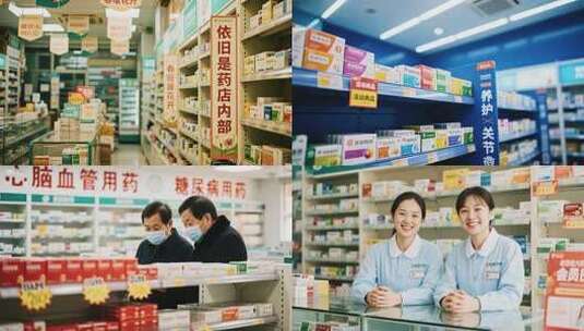 药店内药品展示与客户咨询场景高清在线视频素材下载