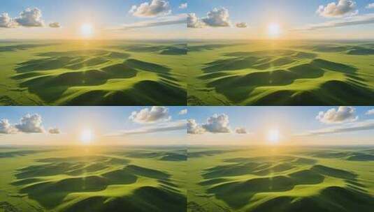 草原上升起不落的太阳4K高清在线视频素材下载