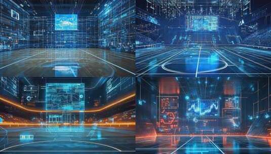 科技球场未来体育数据可视化虚拟现实增强现高清在线视频素材下载