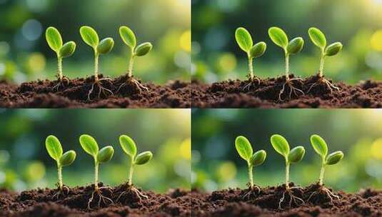 土壤中幼苗生长特写素材高清在线视频素材下载