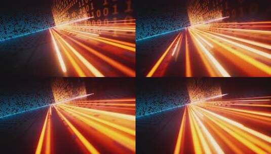 流动的发光粒子曲线与大数据三维渲染高清在线视频素材下载