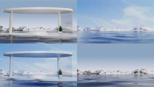 超现实概念雪山湖面倒影空间片头高清在线视频素材下载