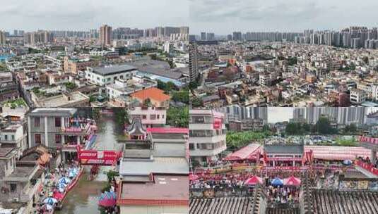 佛山叠滘龙船飘移茶基直道航拍高清在线视频素材下载