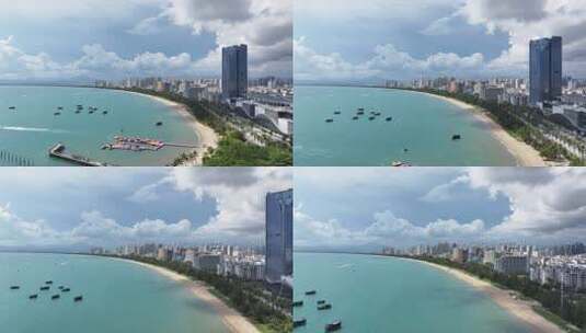 航拍海南三亚湾高清在线视频素材下载