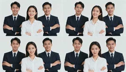 商务精英团队自信微笑形象展示视频高清在线视频素材下载