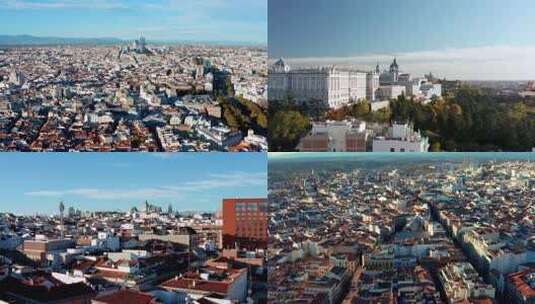 西班牙 马德里标志性建筑航拍高清在线视频素材下载