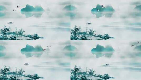 中式水墨山水风景高清在线视频素材下载