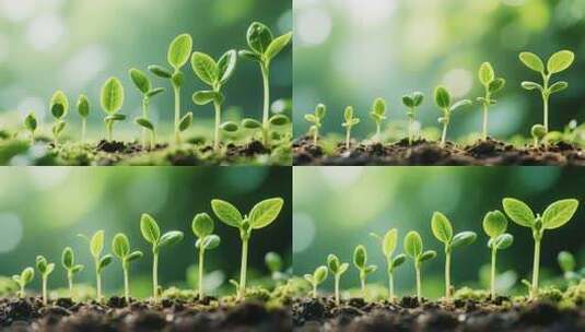 绿色幼苗生长微距素材高清在线视频素材下载