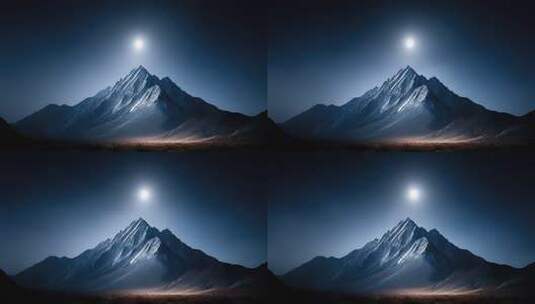 月光照耀下的雪山之巅星光璀璨高清在线视频素材下载
