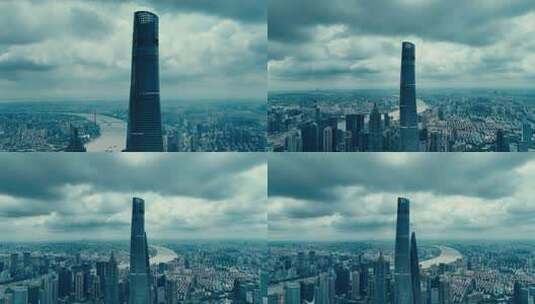 上海中心大厦城市高空俯瞰高清在线视频素材下载
