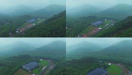 山谷间的帐篷营地大草坪高清在线视频素材下载
