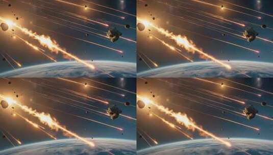 太空陨石流星划过地球景象高清在线视频素材下载