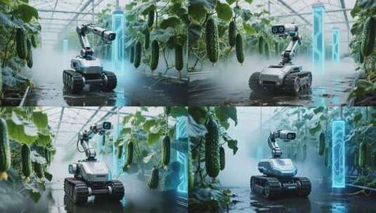 温室大棚内的农业机器人高清在线视频素材下载