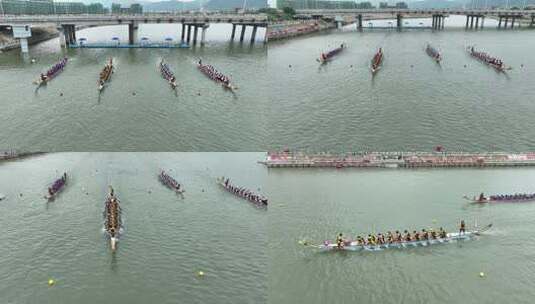 龙舟比赛空中俯瞰画面高清在线视频素材下载