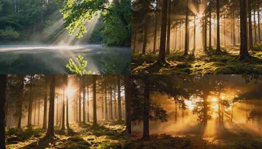 森林阳光树林航拍ai素材原创高清在线视频素材下载