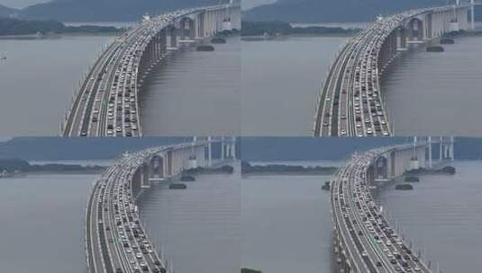 虎门大桥假期返程车流高峰高清在线视频素材下载